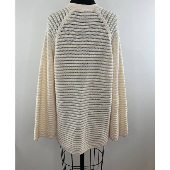 Theory Ivory 100% Cashmere Oversized Button-Up V-Neck Cardigan Sweater L Large - Picture 4 of 6